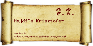 Hajós Krisztofer névjegykártya